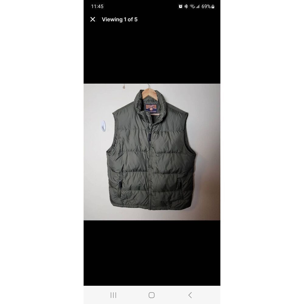 Duluth Trading Co Goose Down Puffer Vest Army Green XL